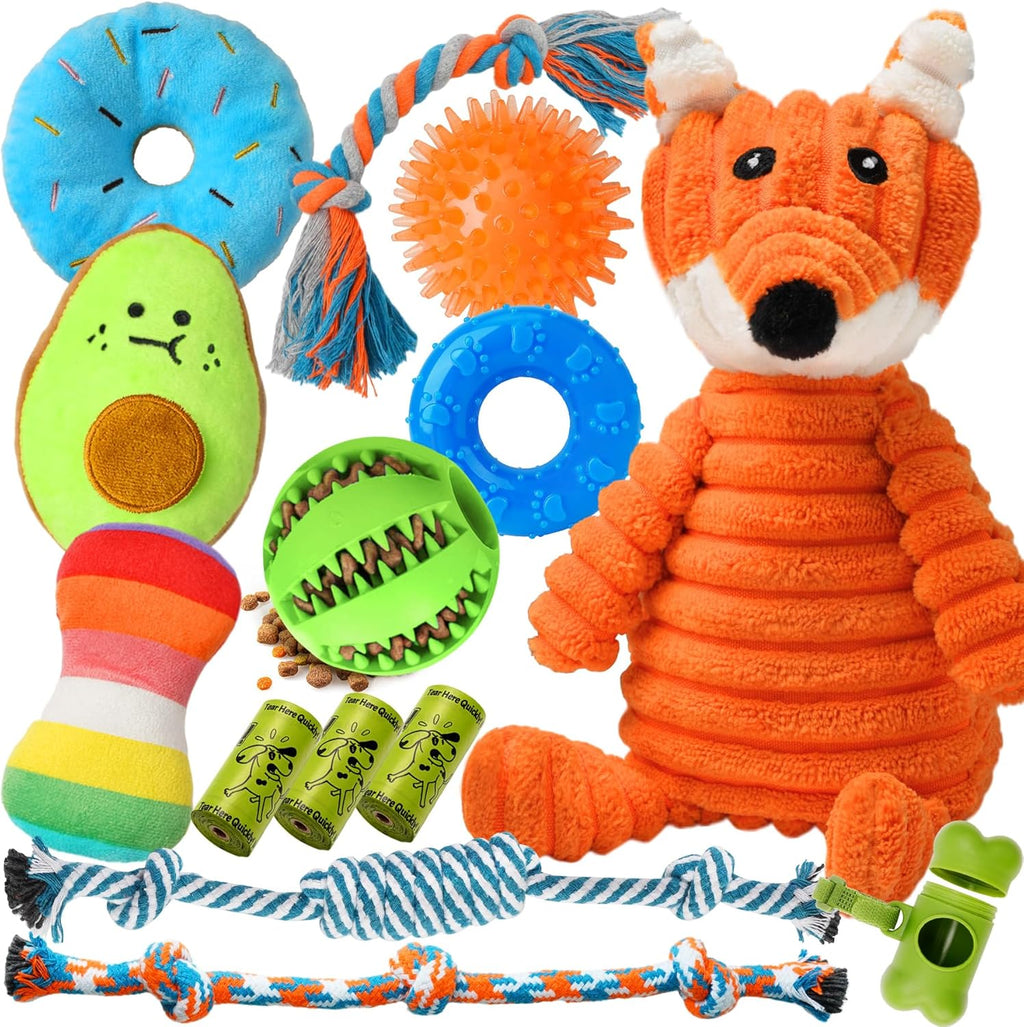 Zeaxuie 9 Pack Luxury Puppy Toys for Teething Small Dogs, Puppy Chew Toys with Cute Squeaky Dog Toys, Ball and More Rope