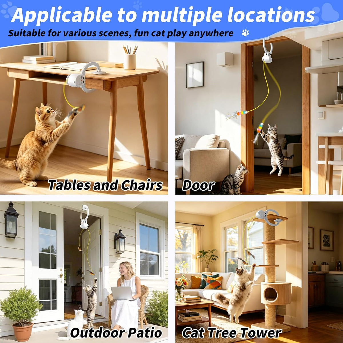 Interactive Cat Toys for Indoor Cats, Door Hanging Flying Bird Feather Toy