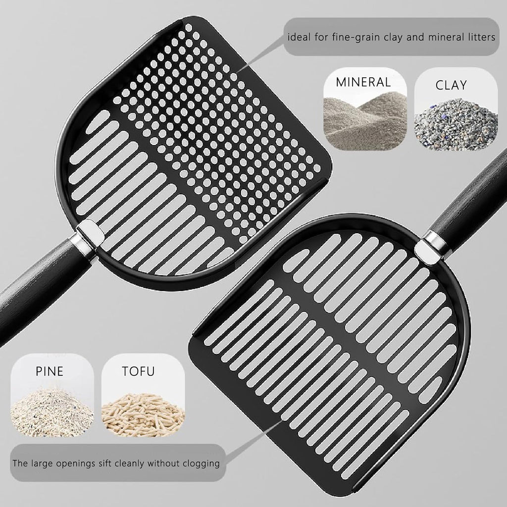 DHXYZZB Cat Litter Scoop 304 Stainless Steel Litter Shovel, Heavy Duty Litter Sifter, Litter Scooper with Wooden Handle 