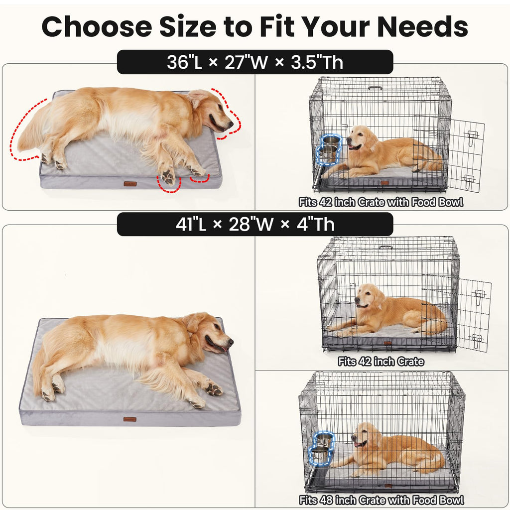 OhGeni Orthopedic Large Dog Bed, Reversible Memory Foam, 41 inch-XL(Gray)