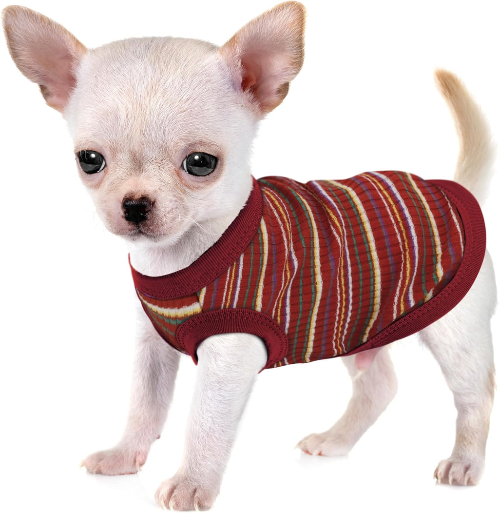 Premium 100% Cotton Rib Dog Shirt Vest for Small Breeds Pink XXS