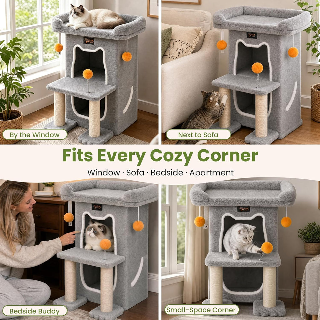Small Cat Tree Tower Scratching Post for Indoor Cats Large Adult