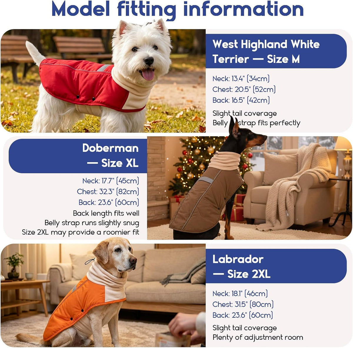 ASENKU Dog Coat Dog Puffer Winter Jacket for Large Dogs Doberman