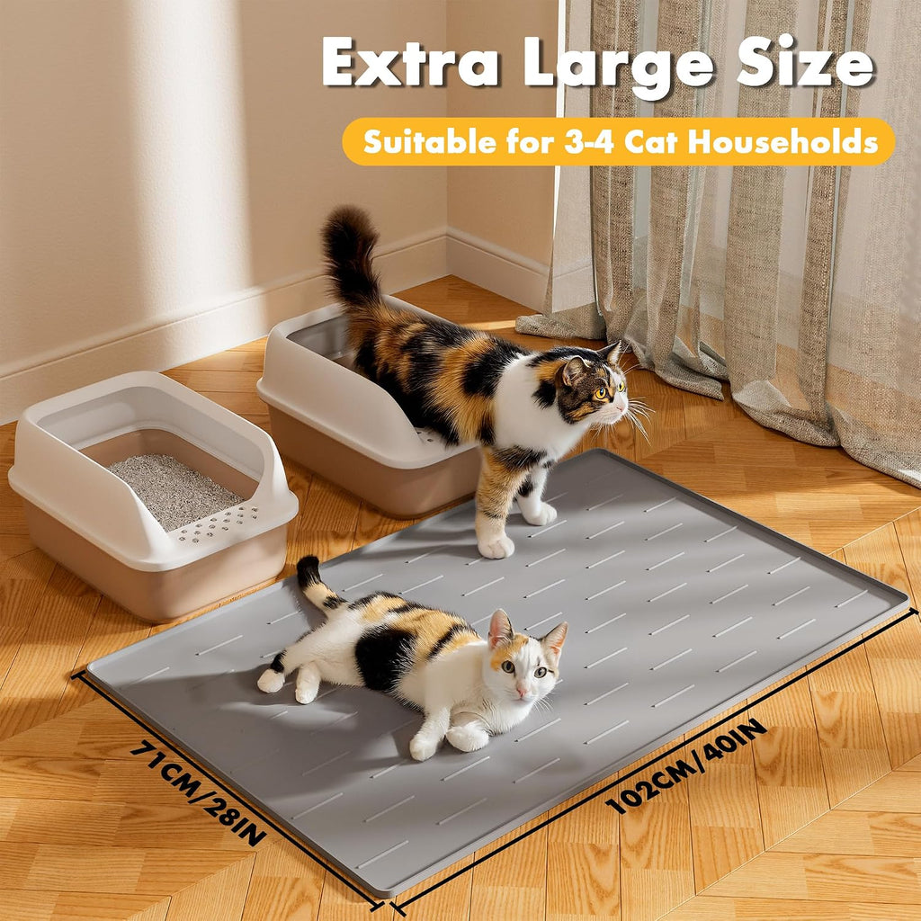Pieviev Extra Large Silicone Litter Box Mat, Easy to Clean, 40'' x 28''