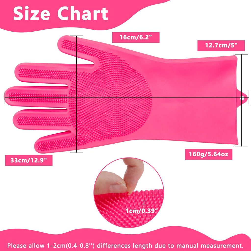 Pet Grooming Gloves—Dog Washing Gloves with High-Density Teeth, Dog Bath Scrubber with Enhanced Five Finger Design, Sili