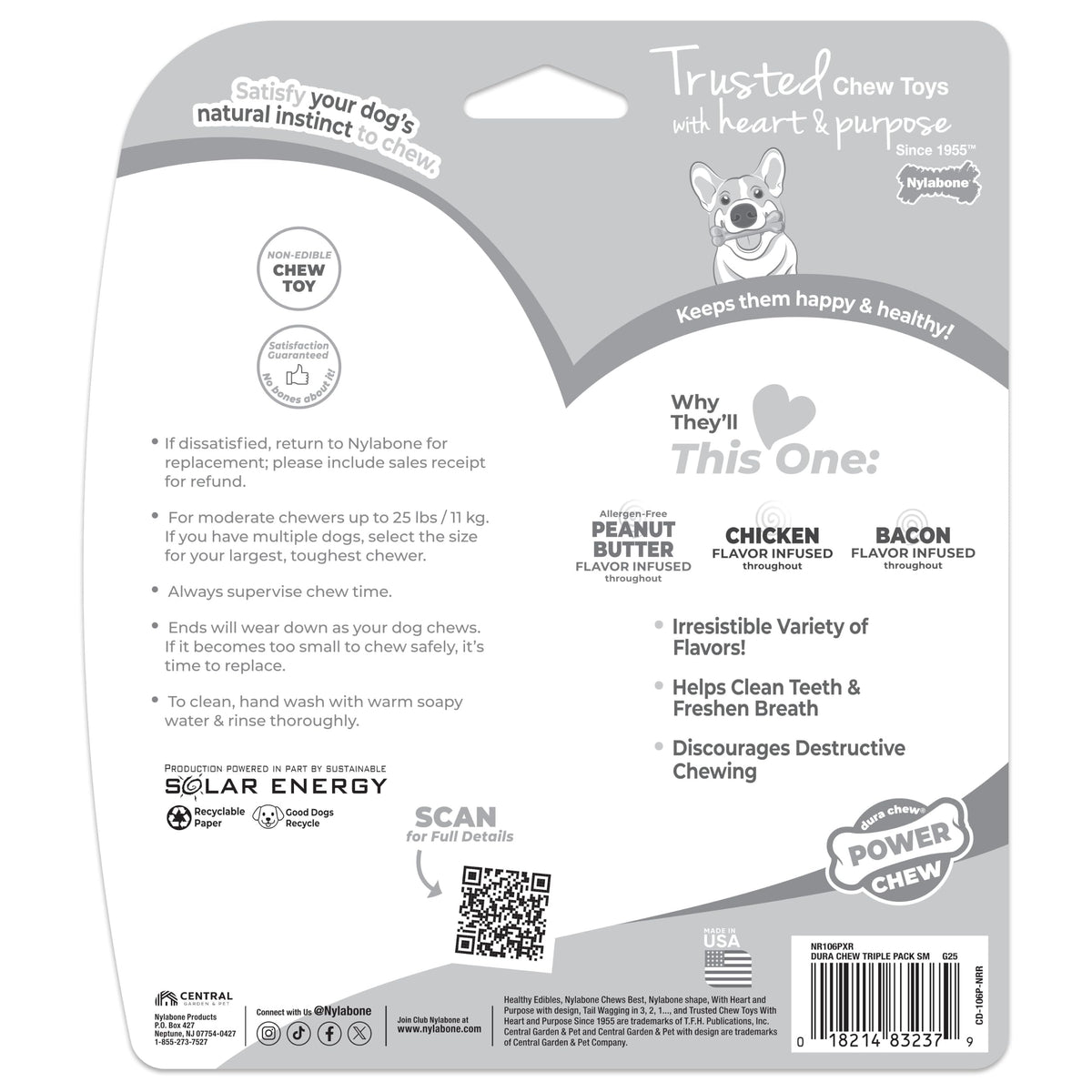Nylabone Power Chew Original Bone Dog Chew Toys, Small, 3 Count