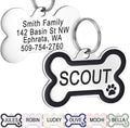 GoTags Stainless Steel Pet ID Tag Bone Round and Heart Shaped Paw Design