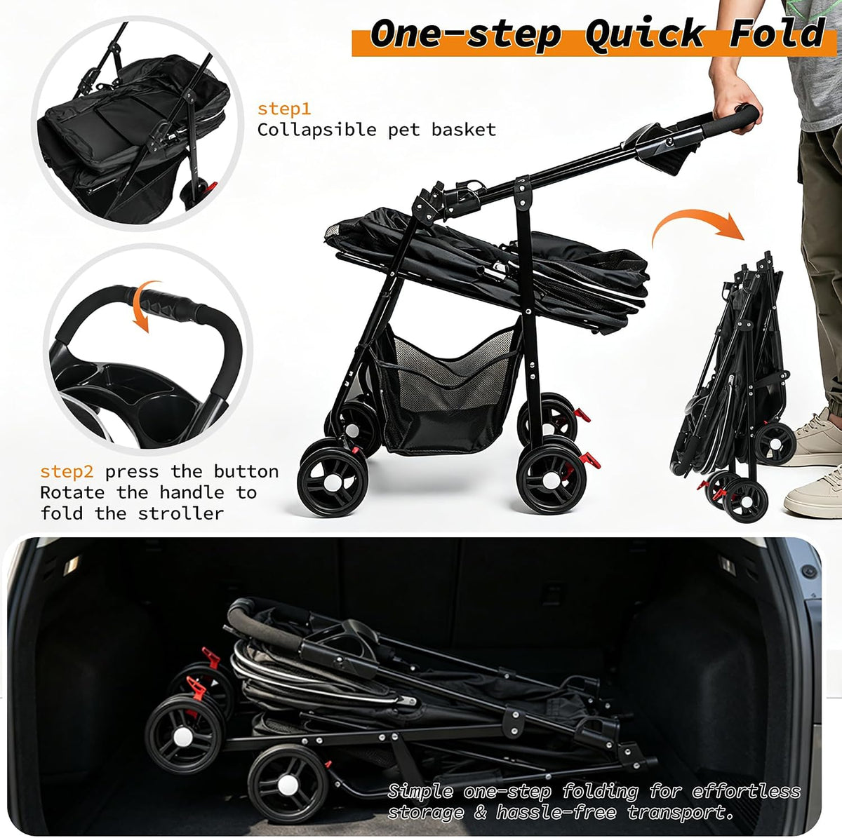 3-in-1 Pet Stroller, Carrier & Car Seat for Dogs & Cats