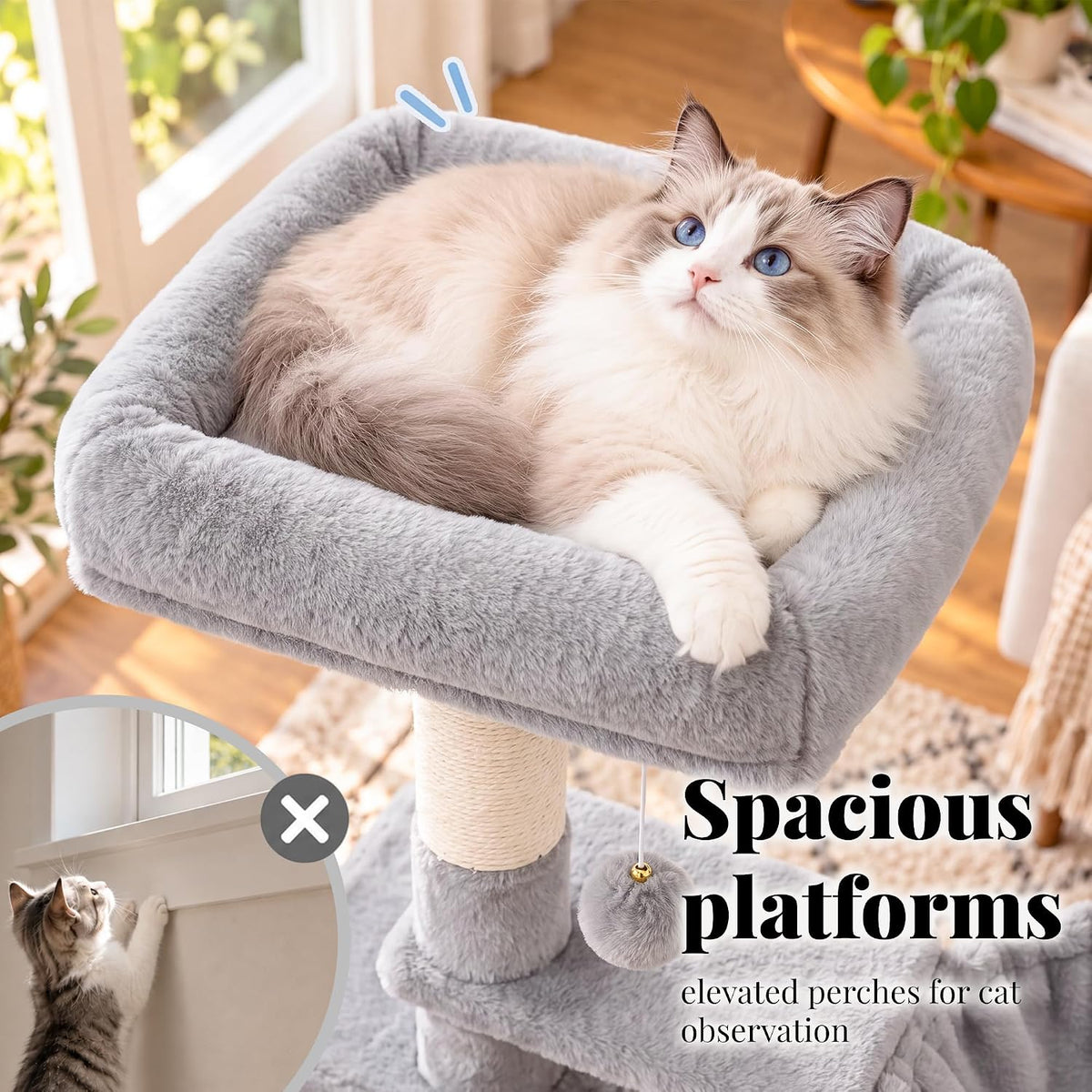 Hey-brother Cat Tree, Multi-Level Sisal Covered Scratching Posts, MPJ050W