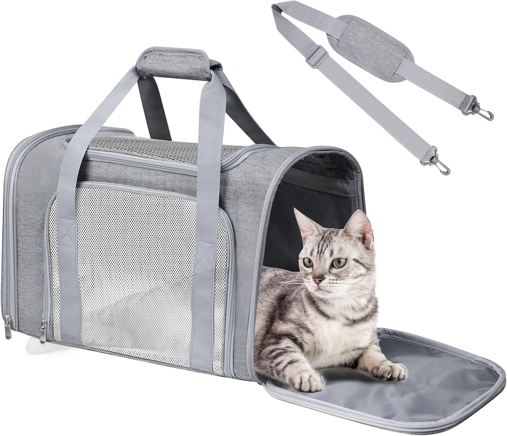 Large Cat Carrier Soft Up to 28 Lbs, Breathable Pet Bag with Steel Frame