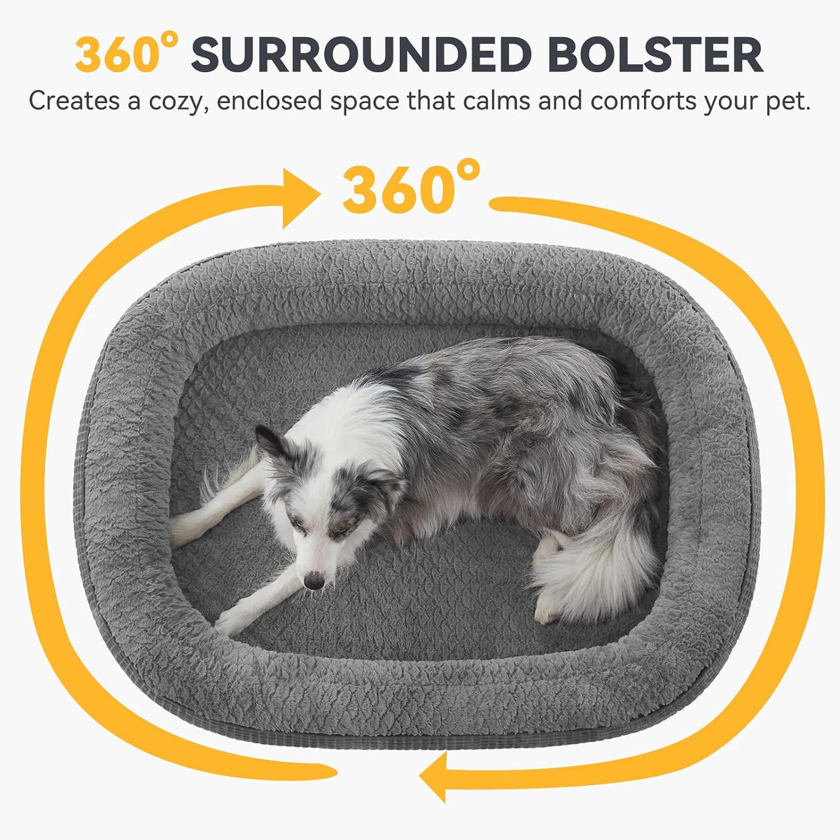 JOEJOY XL Orthopedic Dog Bed for Large Dogs, 360° Oval Bolster, 42"