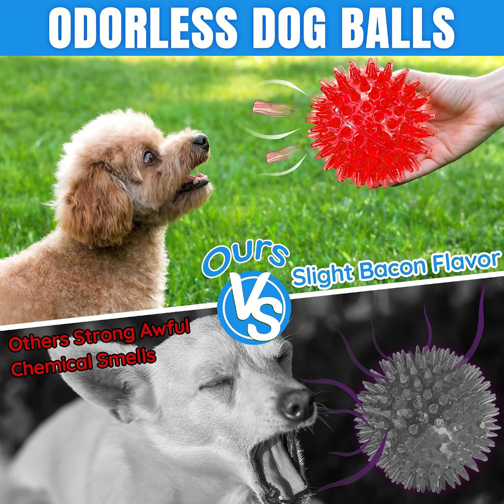 LECHONG 12-Pack Squeaky Spiky Dog Balls, 2.5" Balls for Small Medium Dogs