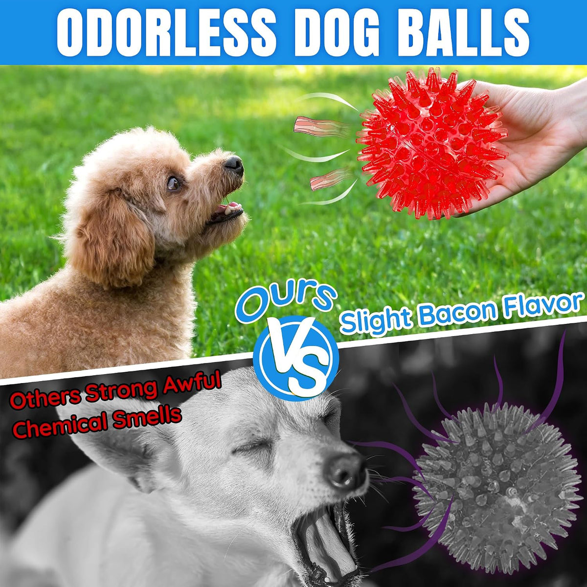LECHONG 12-Pack Squeaky Spiky Dog Balls, 2.5" Balls for Small Medium Dogs