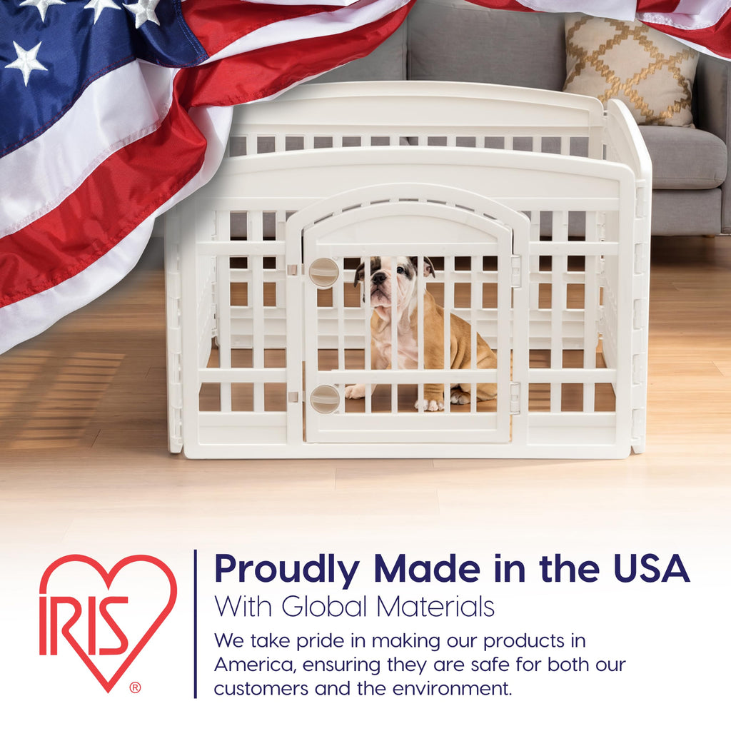 IRIS USA 4-Panel Dog Playpen, Pet Enclosure, White
