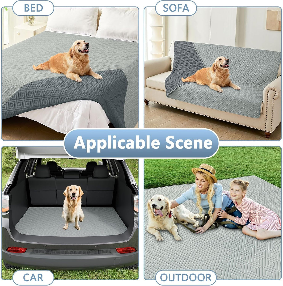 Waterproof Reversible Dog Blanket, Pet Blanket for Sofa Couch