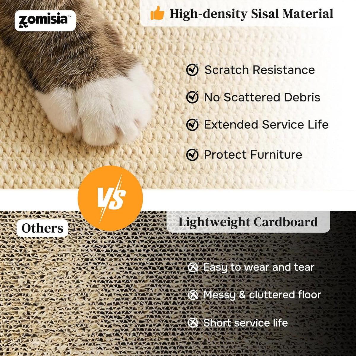 Cat Scratcher with Ball Track Toy, Sisal Scratch Pad for Indoor Use