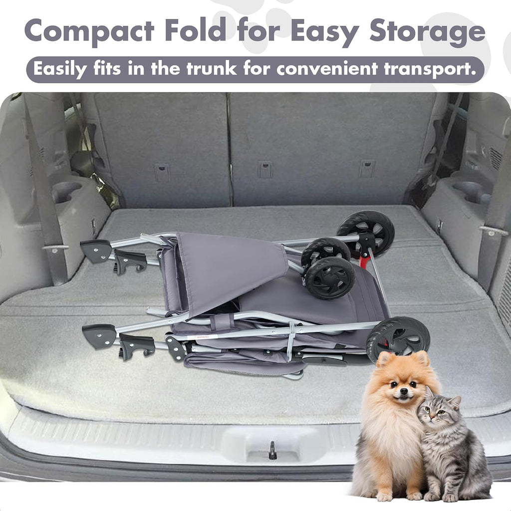DUMOS 3 Wheels Pet Stroller for Small Dogs and Cats, Foldable