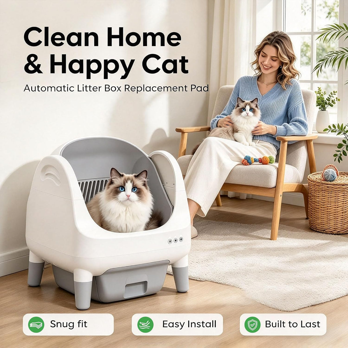 Waterproof Pads for PARUUNTYS/KITPLUS Open Top Self Cleaning Litter Box, Liner Replacement for Hazrela Automatic Litter 