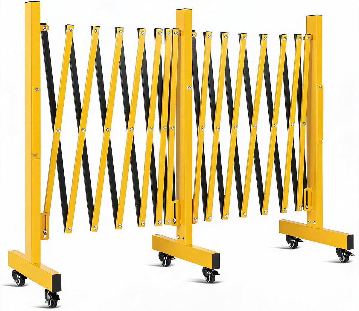 IDEALHOUSE 11FT Expandable Metal Safety Barricade Gate with Wheels