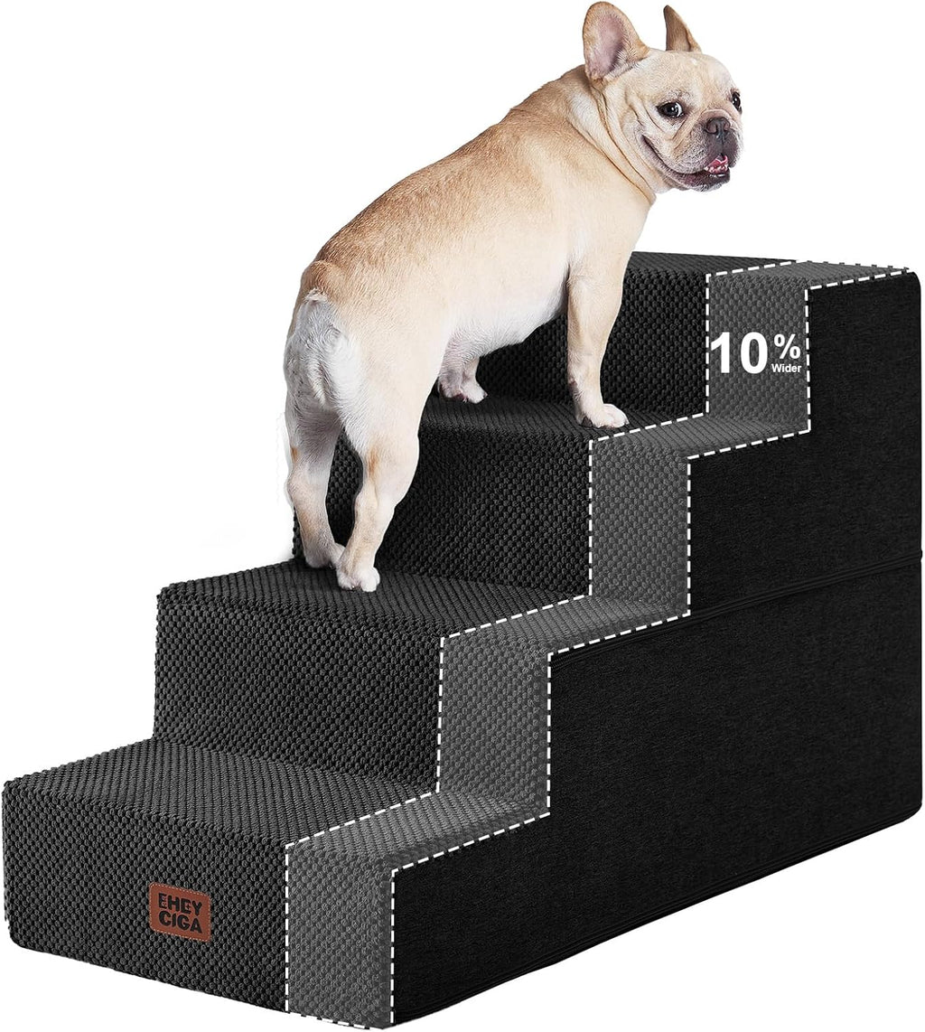 EHEYCIGA Dog Stairs for Bed 18" H, 4-Step Dog Steps for High Bed, Grey