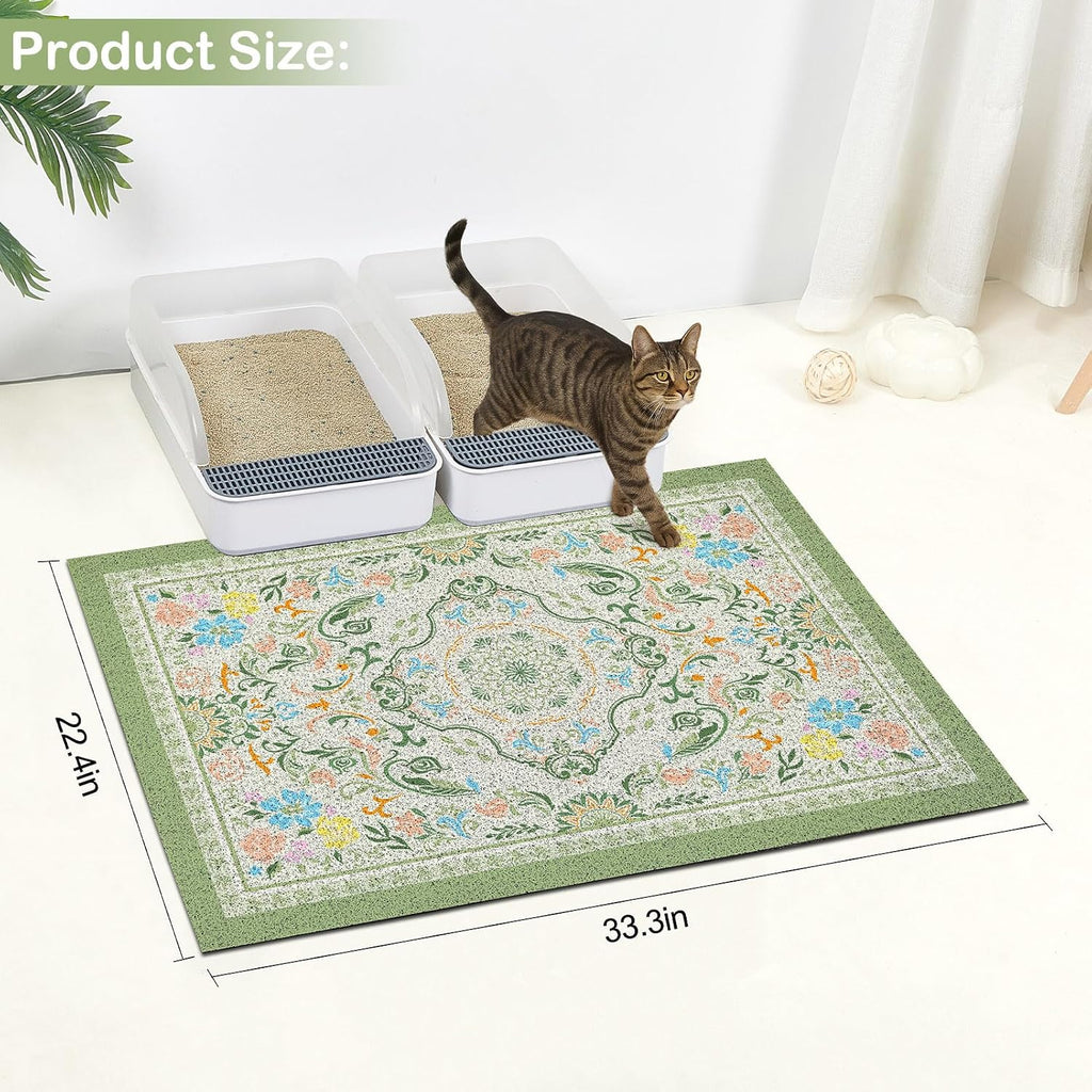 Glittme Cat Litter Mat 33"x22" Non-Slip Washable Trapping Mat for Cats
