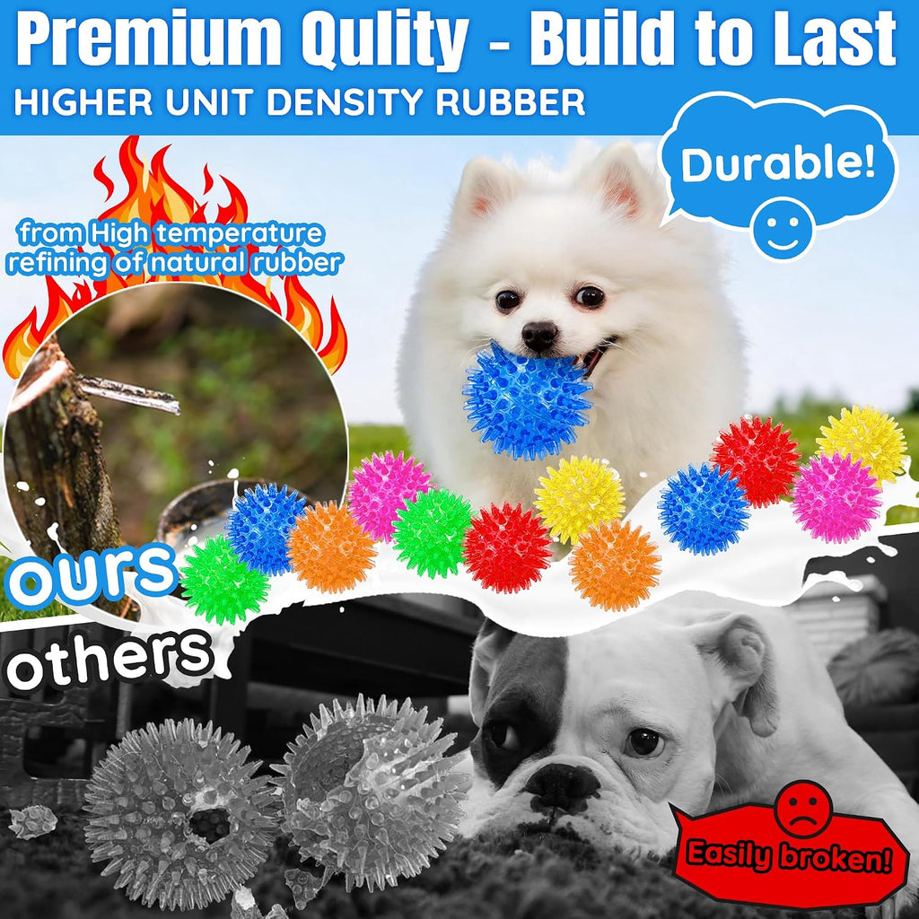 LECHONG 12-Pack Squeaky Spiky Dog Balls, 2.5" Balls for Small Medium Dogs