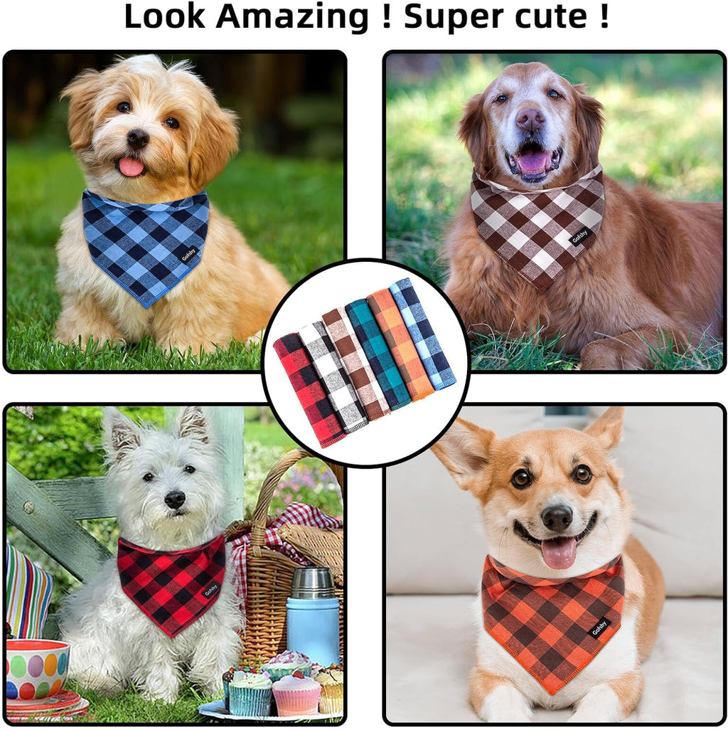 Christmas Dog Bandana XLarge Cotton, Red Black Buffalo Plaid Scarf