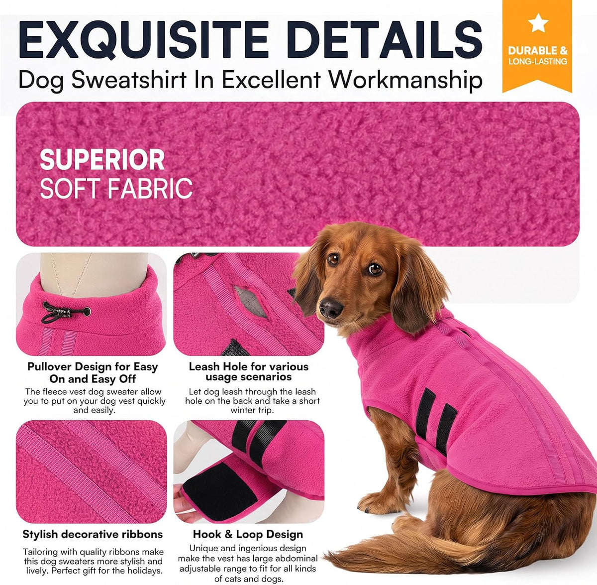Small Dog Sweater,Soft Fleece Dog Vest Dog Jacket with Leash Hole