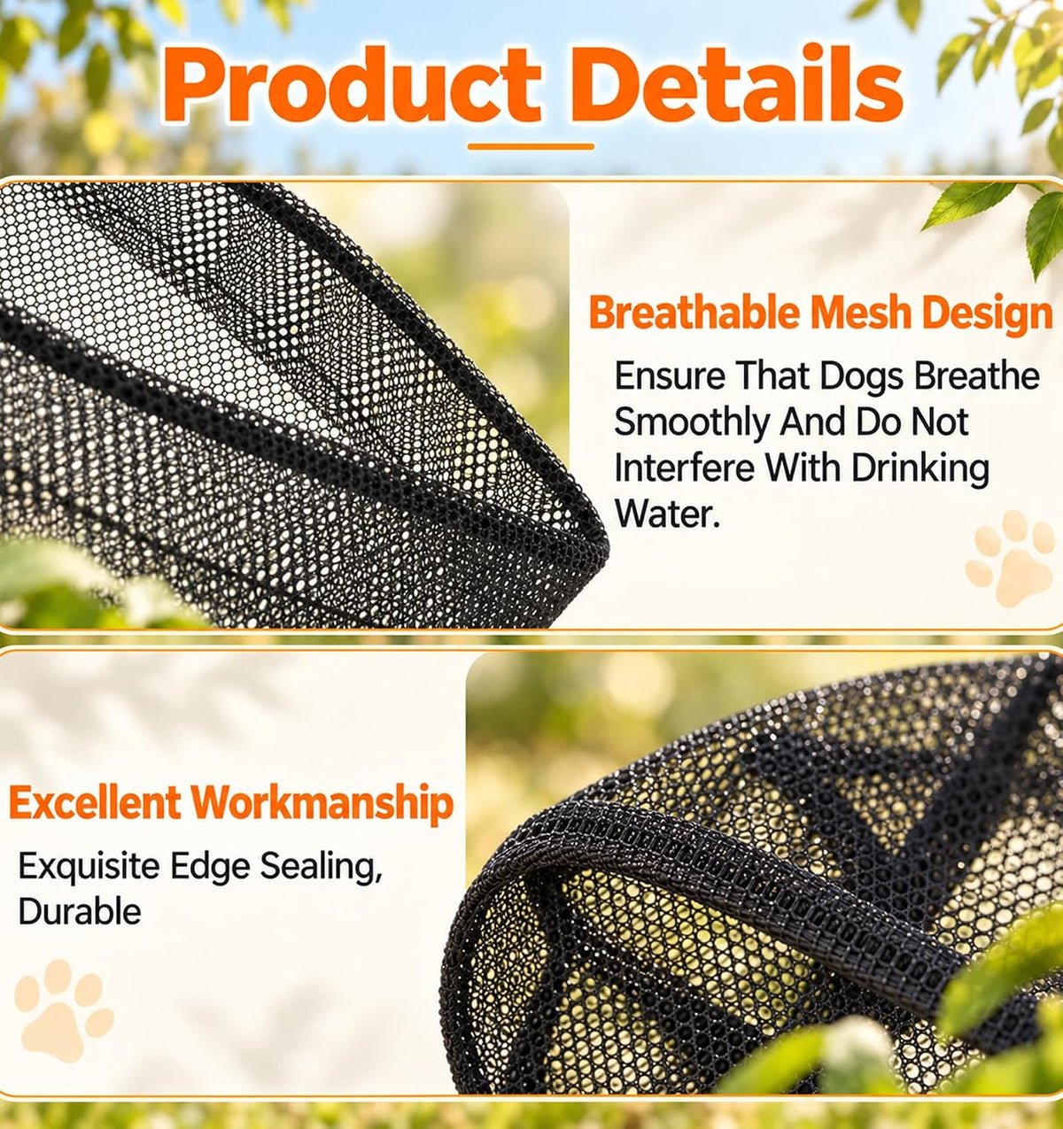 1 Pcs Foxtail Mask for Dogs, Dog Face Net, Breathable