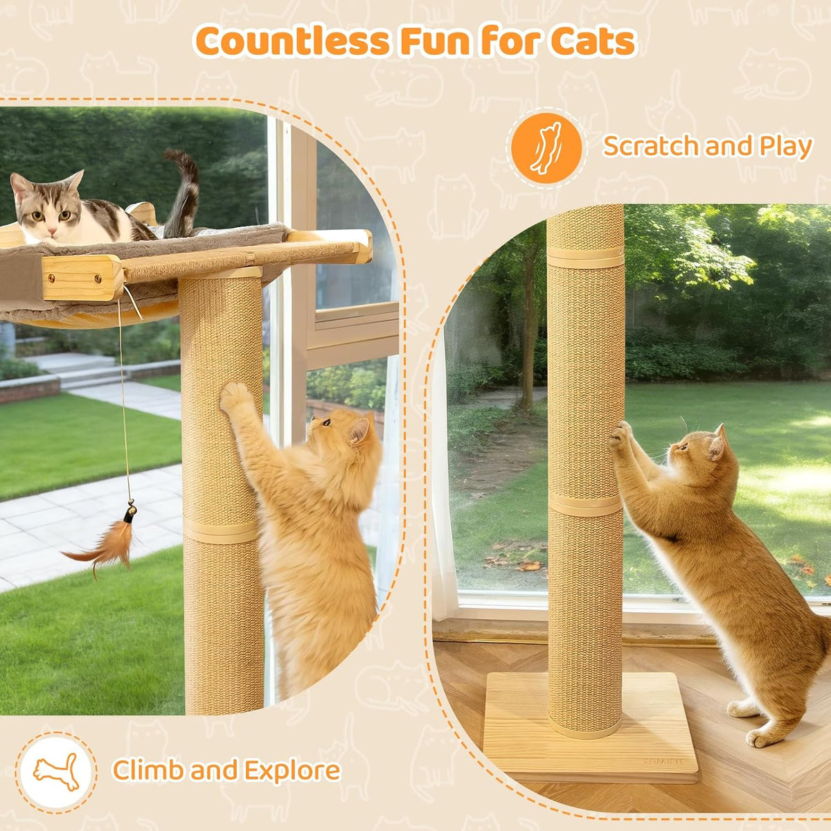 54" Tall Cat Scratching Post with Window Perch