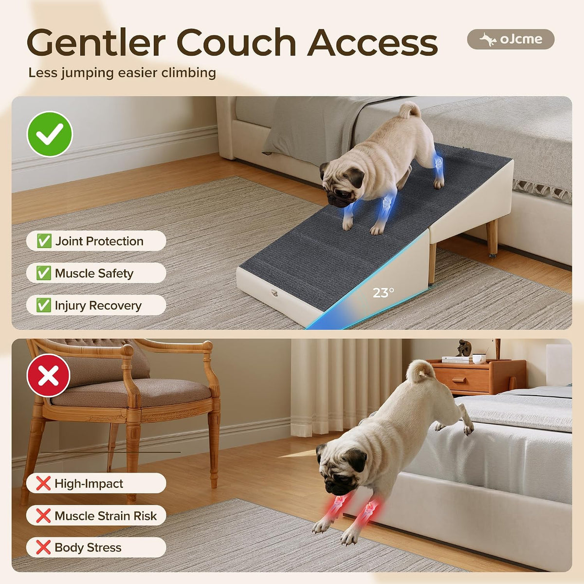 2 in 1 Ottoman Dog Ramp for Couch,Stable Folding Ramp for Small Dogs
