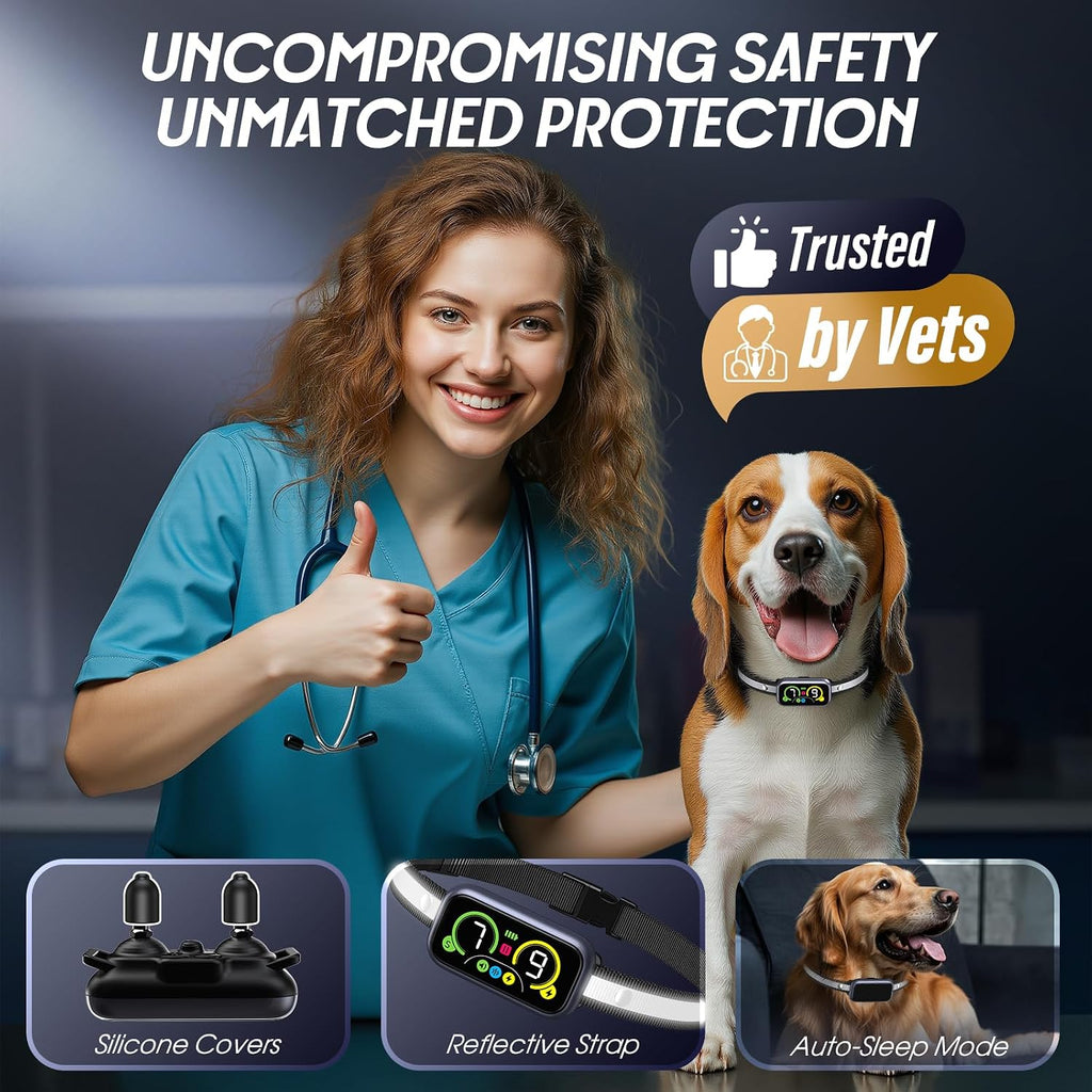 Smart Dog Bark Collar with Advanced Bark Detection, 4 Adjustable Training Modes, Beep, Vibration, USB-C Rechargeable Bar