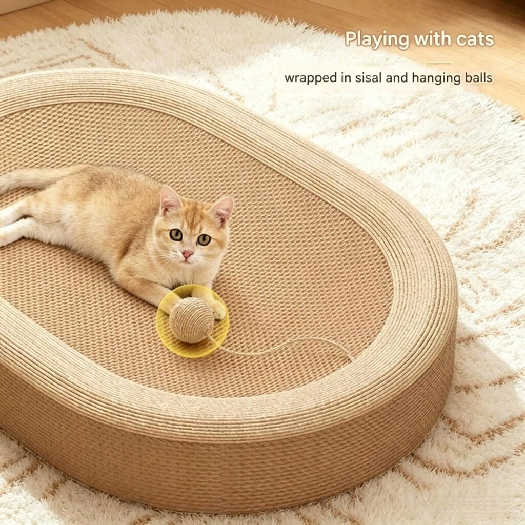 Cat Scratching Board Bed Oval with Sisal Rope, Indoor Resting Mat