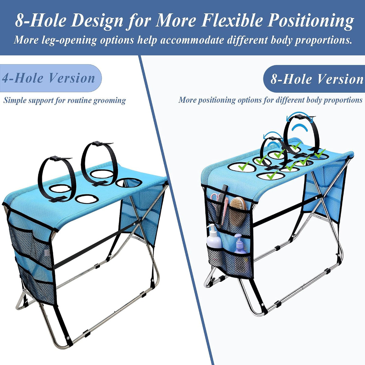 Dog Grooming Stand for Bathing, 8-Hole Support, Small & Medium Dogs & Cats