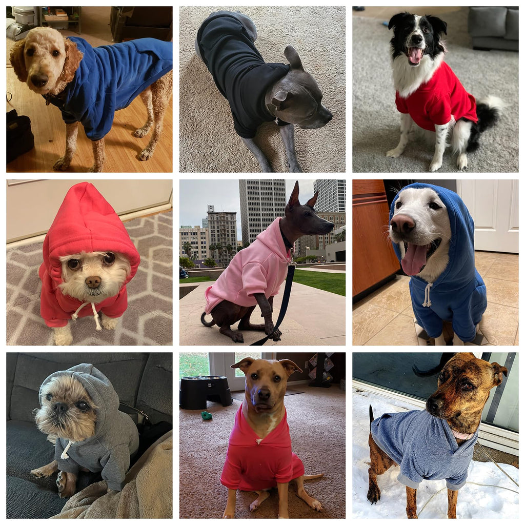 KOOLTAIL Dog Hoodie for Large Medium Small Dogs, Soft and Warm Pet Sweater with Leash Hole and Pocket Boy Girl, Puppy Fall Winter Jacket Clothes, French Pitbull Cold Weather Coat Sweatshirt, Grey XL