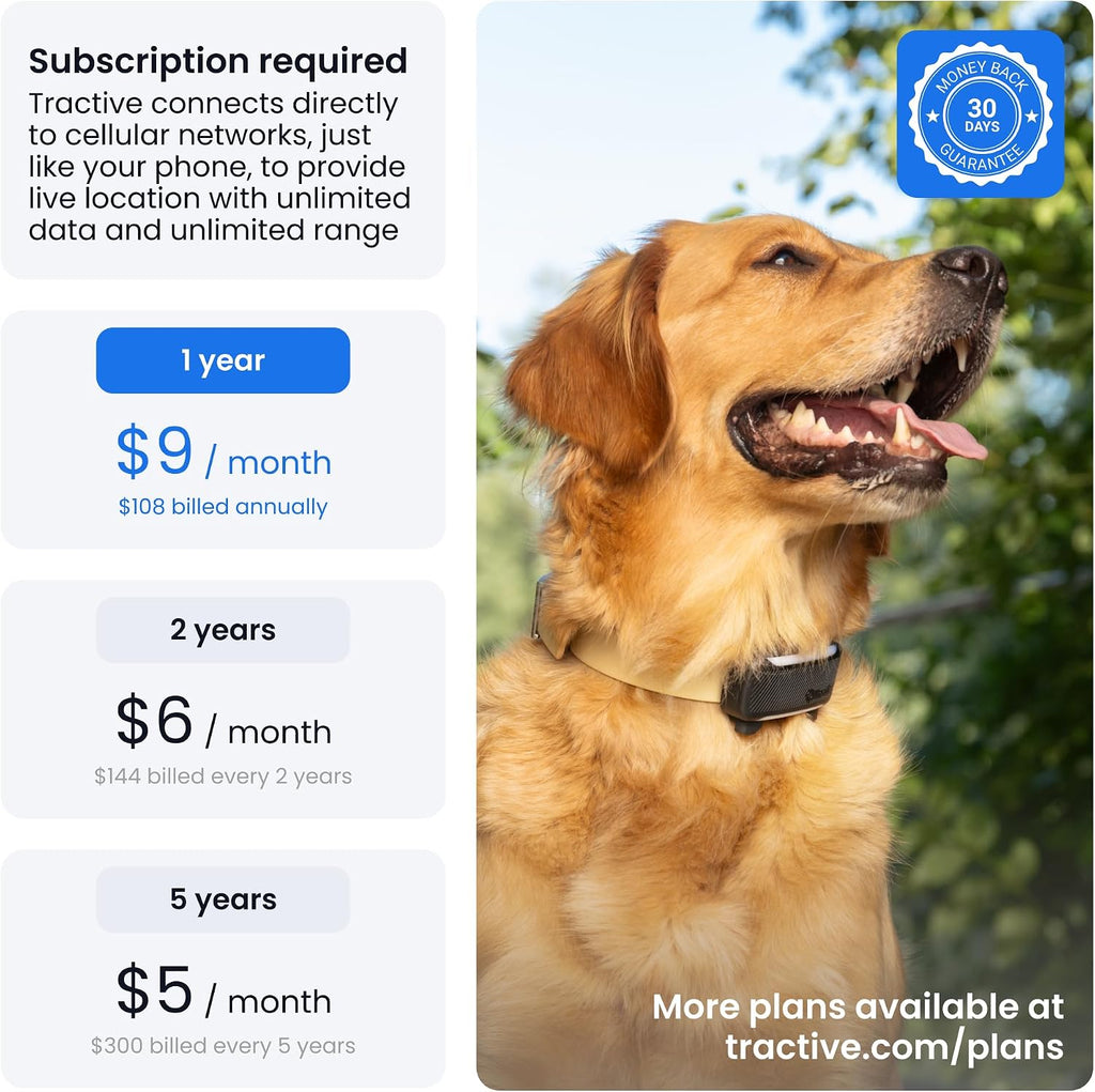 Tractive XL Smart Dog GPS Tracker | Live Pet Tracker with Virtual Fence | Vital Signs Monitoring of Heart & Respiratory 