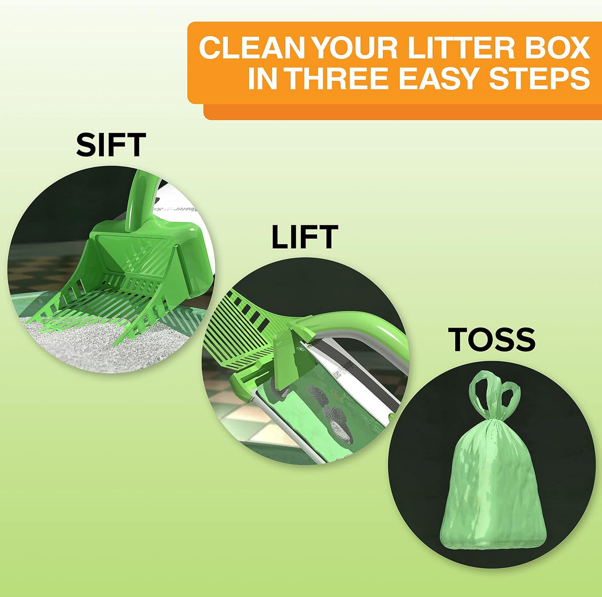 Neater Pet Brands Neater Scooper Standard Litter Scoop, 60 Refill Bags – Mess-Free Cat Litter Scooper with Bag, Spill-Pr