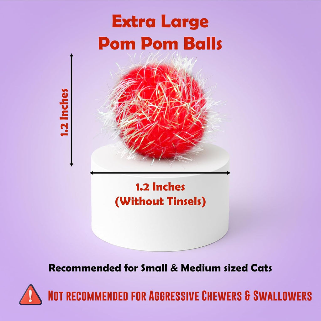 30 Pieces 1.2 inches Sparkle Pom Pom Balls for Cat - Interactive Glitter Balls, Multicolor, Best as Kitten Play Toys