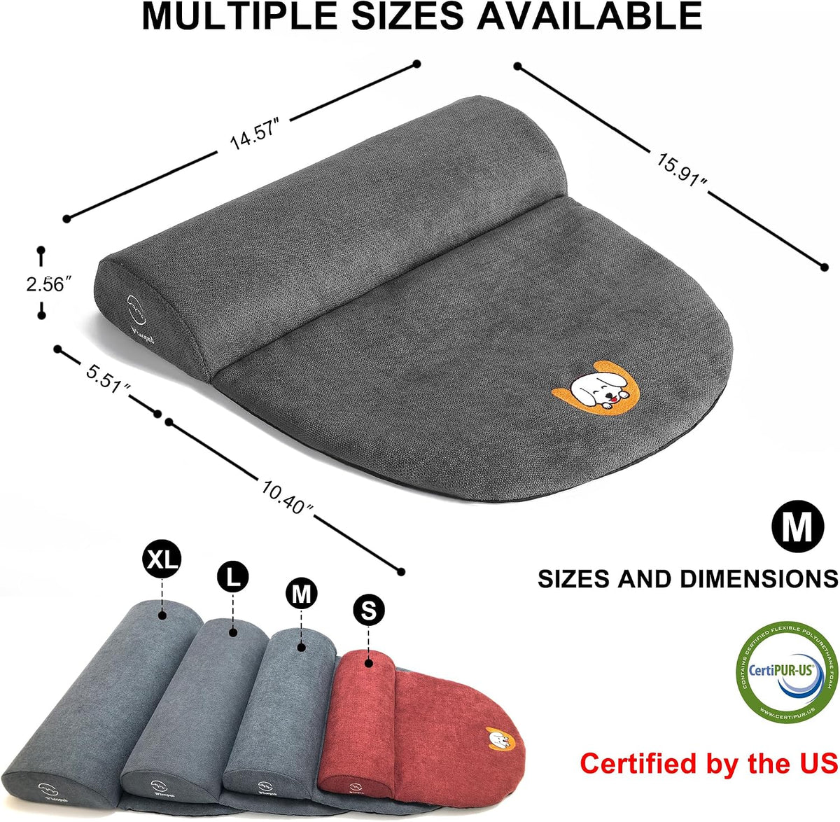 Dog and Cat Bolster Pillow for Medium Dogs and Cats, Benefit for Cervical Vertebra and Neck, Easy to Carry When Travelin
