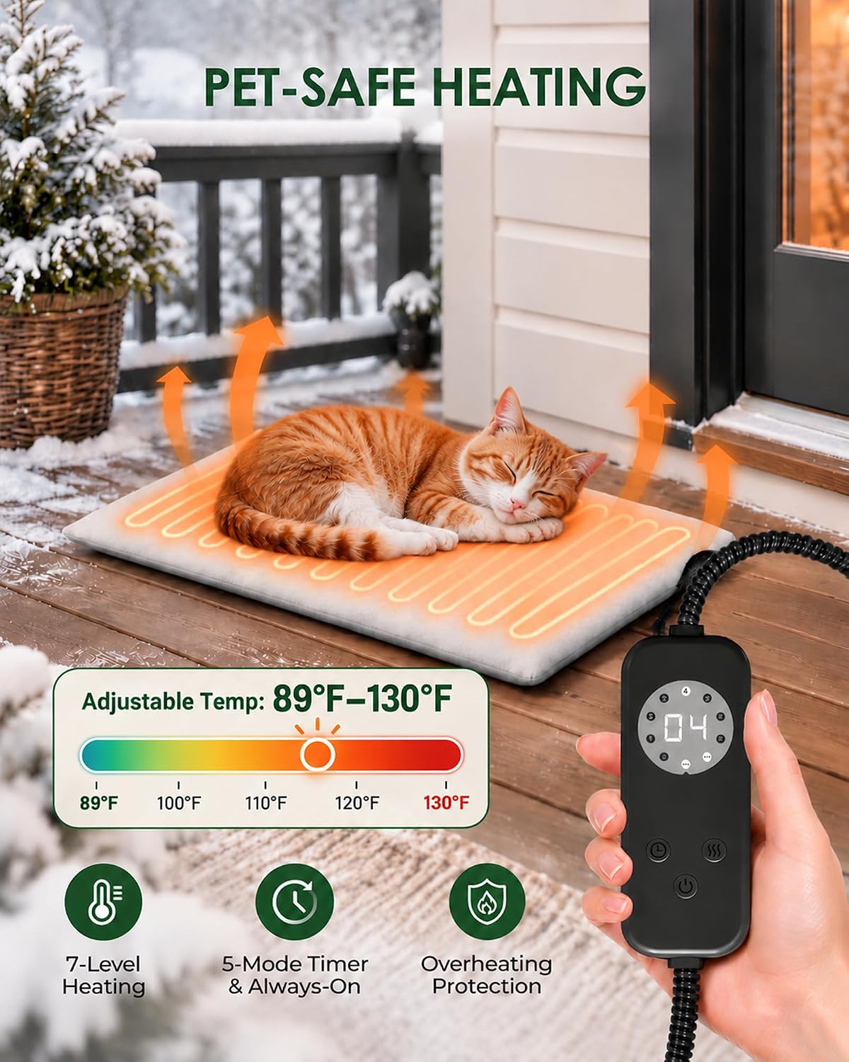 Heated Cat House for Outside Insulated Cat House Outdoor Black M