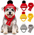 Personalized Dog Beanie with Scarf Set Custom Pet Winter Hat with Ear Holes