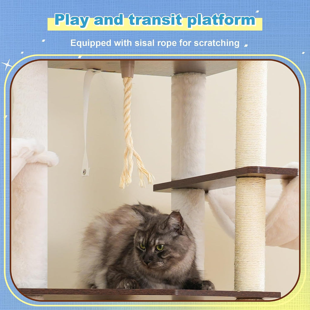 Hey-brother Wooden Cat Tree, Furniture Tower with Large Platforms, MPJ121SR