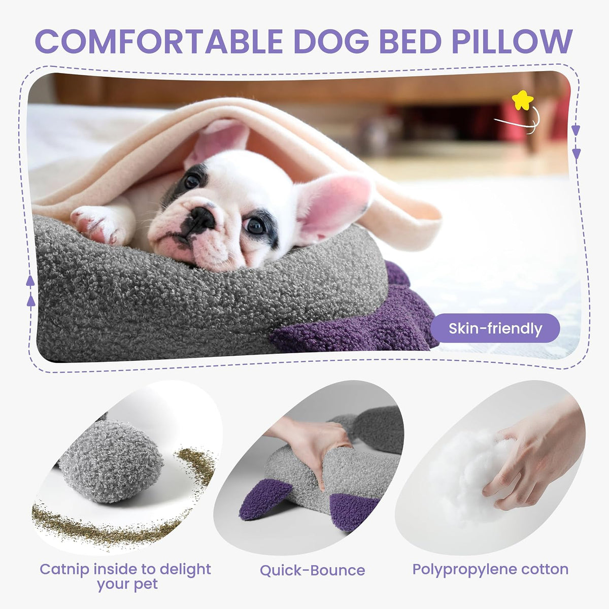 Dog Calming Pillow-Soft Neck Pillow for Dogs, Washable Sleep Pillow