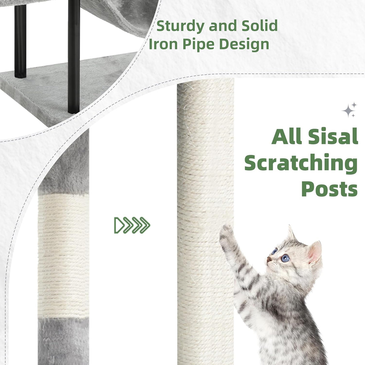 Cat Tree, 43.3'' Cat Tower with Hammock for Kittens GCT004SW