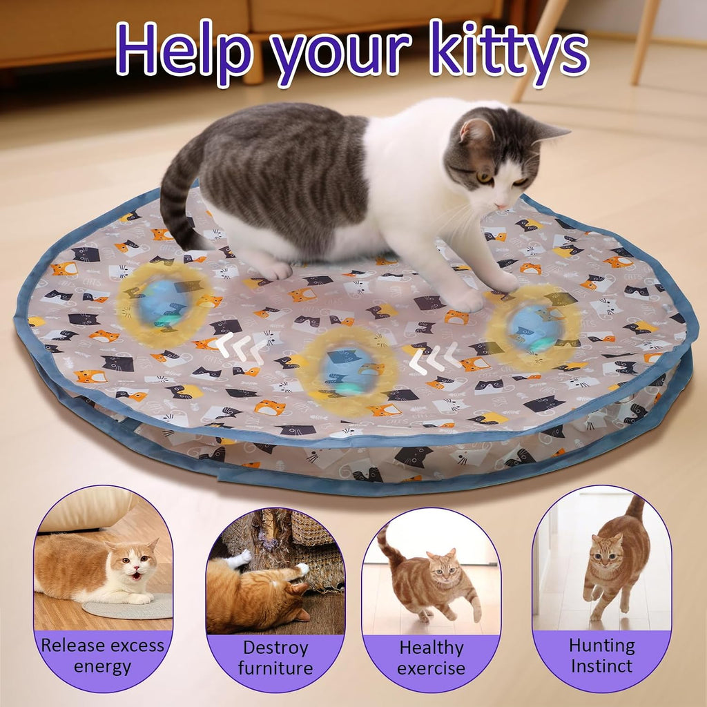 Giociv Interactive Cat Toys Ball Fast Rolling in Pouch, Motion Activate Chirping Cat Toy Hide and Seek Mouse Catching Ga