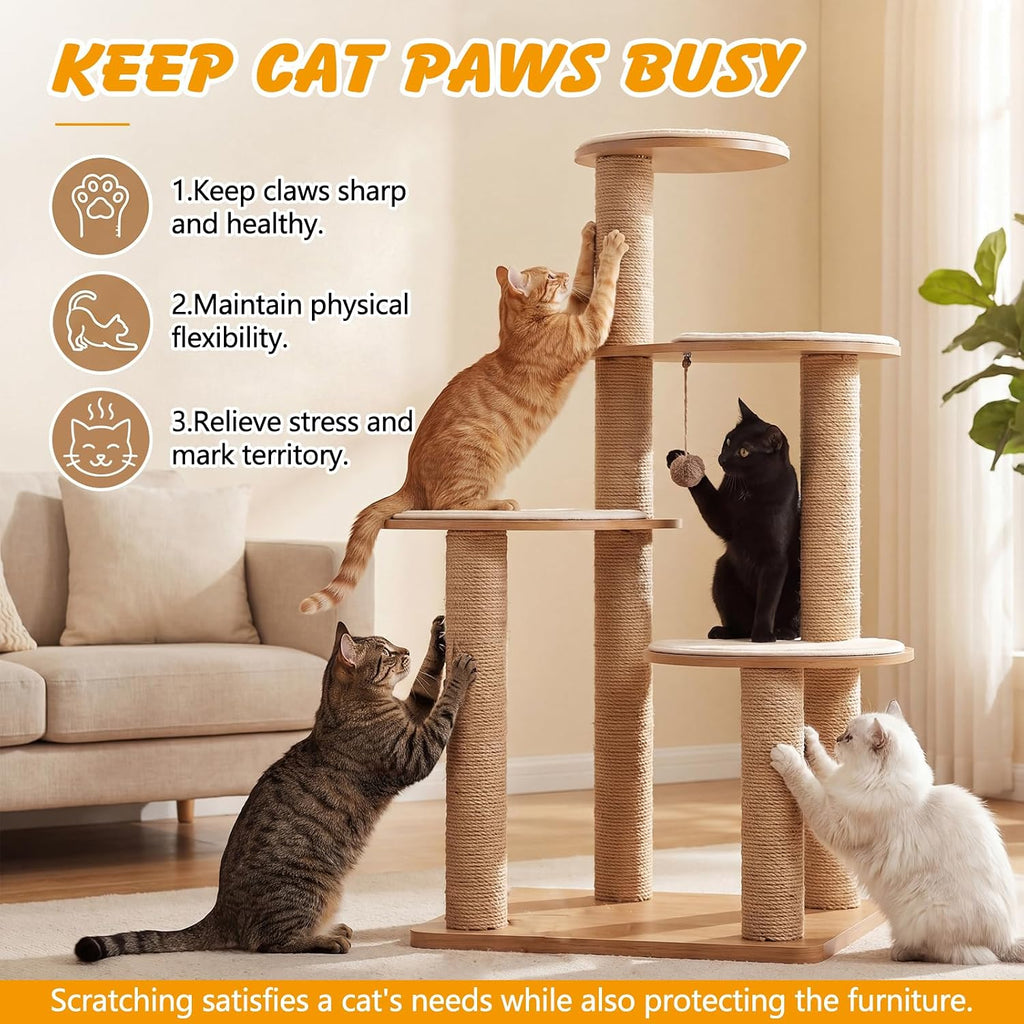 Natural Sisal Rope for Cat Scratcher Post, 5/16" x 60 Ft Twine for Cat Tree