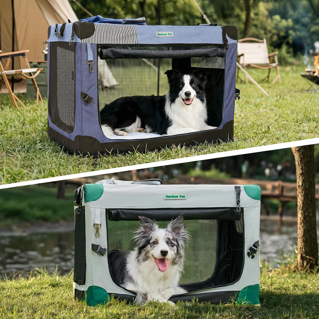 Gardner Pet Soft Collapsible Dog Crate - 36 Inch Portable Travel Dog Crate for Medium/Large Dogs Indoor & Outdoor, 3-Doo