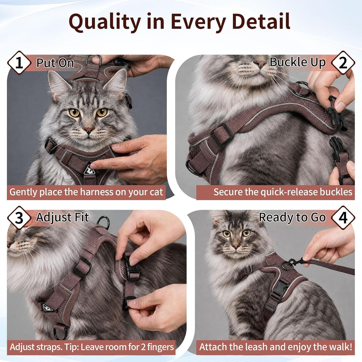 Large Cat Harness & Leash Set, Escape-Proof Soft Vest for Outdoor Walking