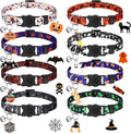 8 Pcs Halloween Cat Collars Breakaway with Bell, Adjustable Buckle