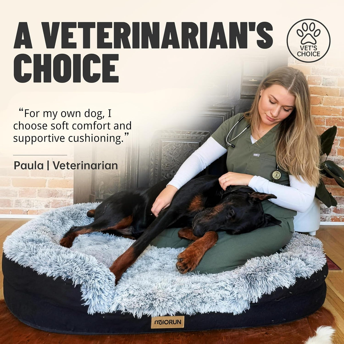 Miorun Fluffy Orthopedic Dog Beds Large Sized Dog, 43" Bolster Sofa Bed